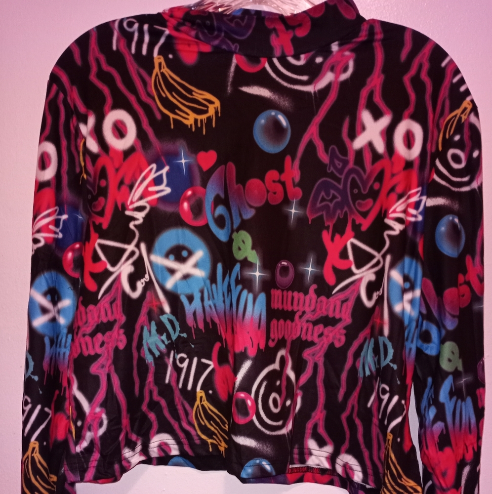 #5. SHEIN Top Shirt Letter All Over Print Tee 3X - Picture 3 of 8